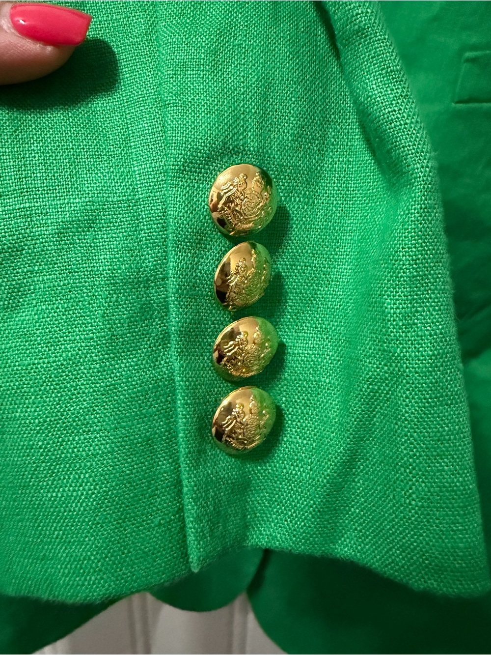 Lauren Ralph Lauren Green Linen Blend Gold Crest Button Blazer Jacket 12 - Picture 11 of 12